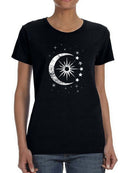Lunar Design With Stars Grunge Women's T-Shirt