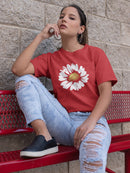 Colored Stamp Style Daisy Flower Women's T-Shirt