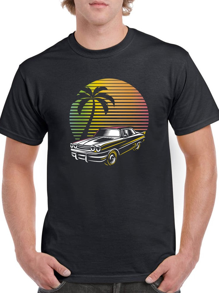 Classic Car Over Gradient Sun  Men's T-Shirt