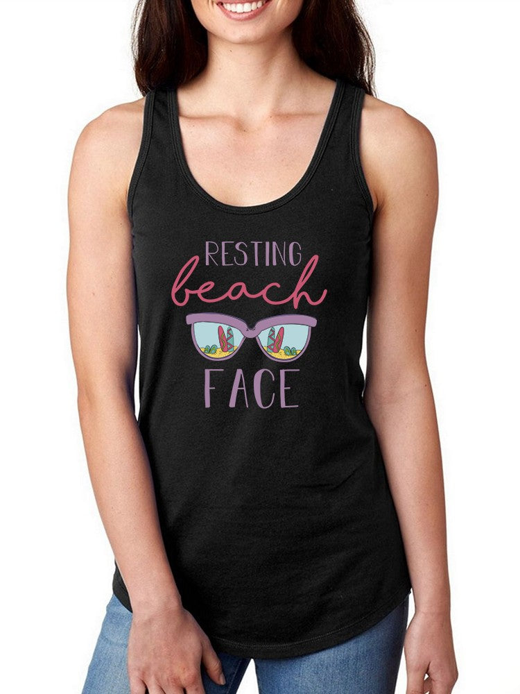 Resting Beach Face Sunglasses Women's Tank Top