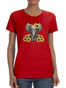 Cute Elephant And Sunflowers Women's T-shirt