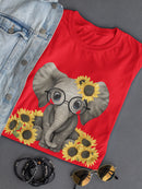 Cute Elephant And Sunflowers Women's T-shirt