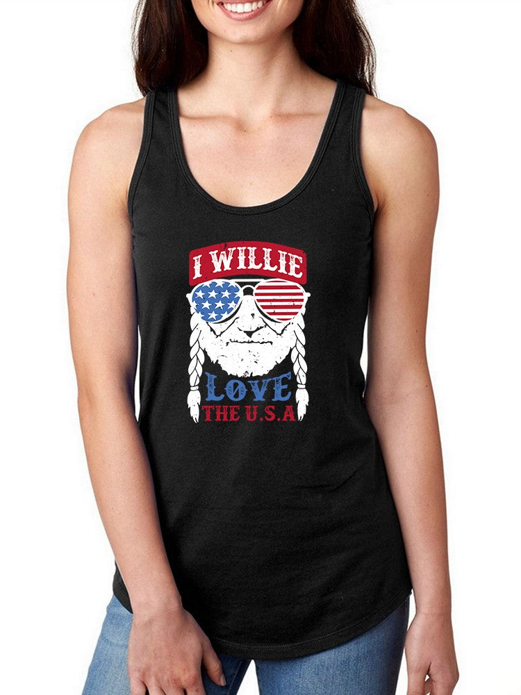 I Willie, Love The U.S.A. Women's Racerback Tank
