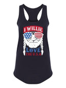 I Willie, Love The U.S.A. Women's Racerback Tank
