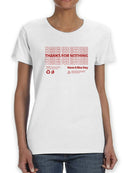 Plastic Bag, Thanks For Nothing Women's T-Shirt