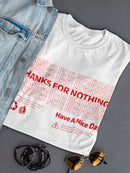 Plastic Bag, Thanks For Nothing Women's T-Shirt