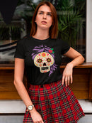 Mexican Sugar Skull With Hair Women's T-shirt