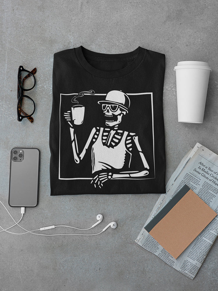 Hipster Skeleton With Coffee Men's T-shirt