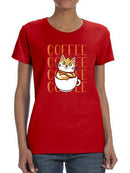 Coffee Cat Women's Shaped T-shirt
