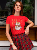 Coffee Cat Women's Shaped T-shirt