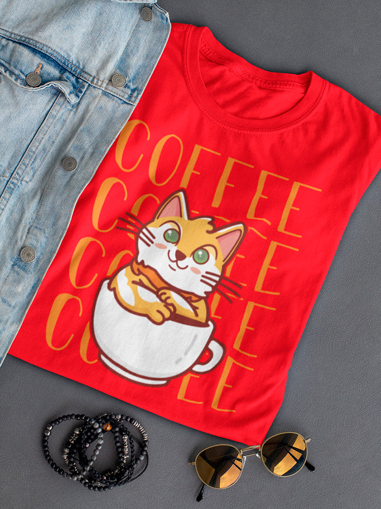 Coffee Cat Women's Shaped T-shirt