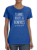 Flannel, Boots And Bonfires Shaped Tee Women's -GoatDeals Designs