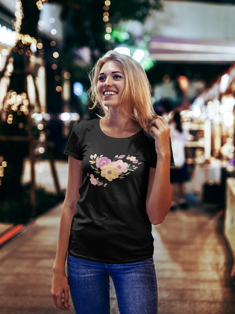 Cute Flowers Design Women's Shaped T-shirt