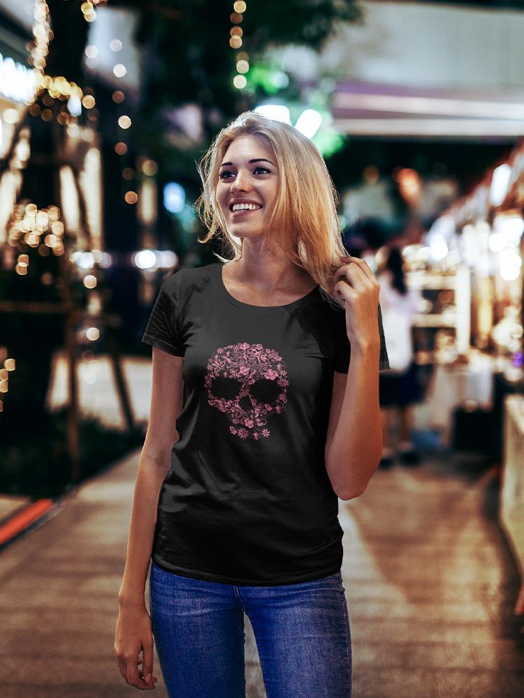 Pink Skull Design Women's Shaped T-shirt