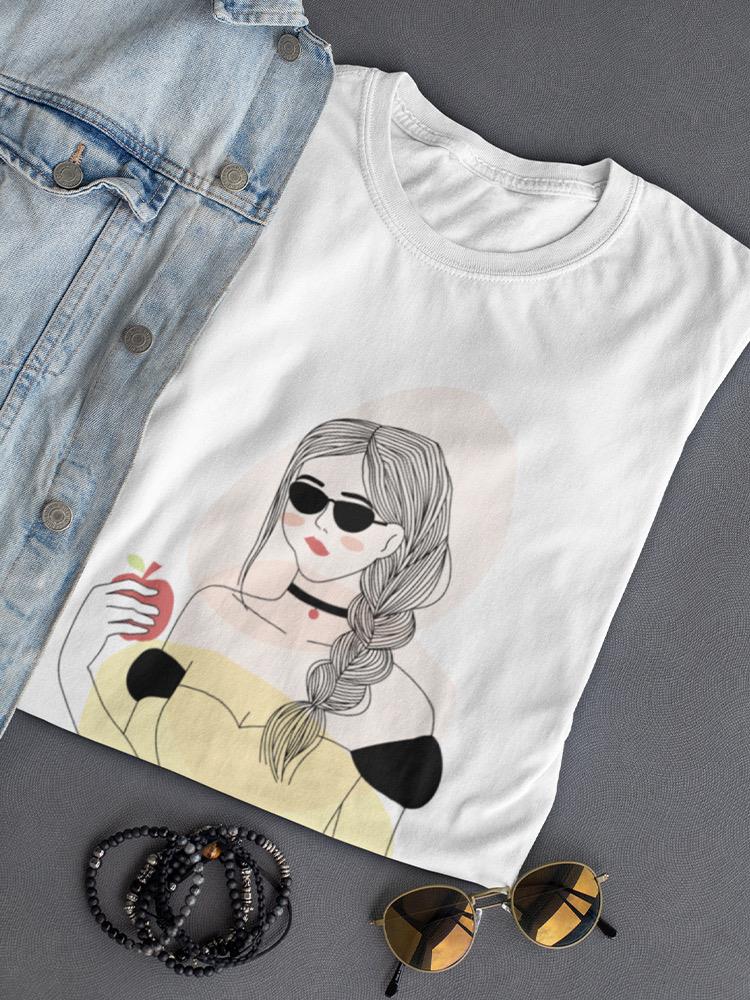 Woman With An Apple Women's Shaped T-shirt