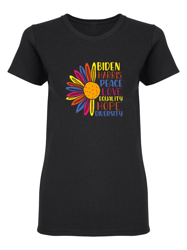 Peace, Love, Equality, Biden Women's Shaped T-shirt