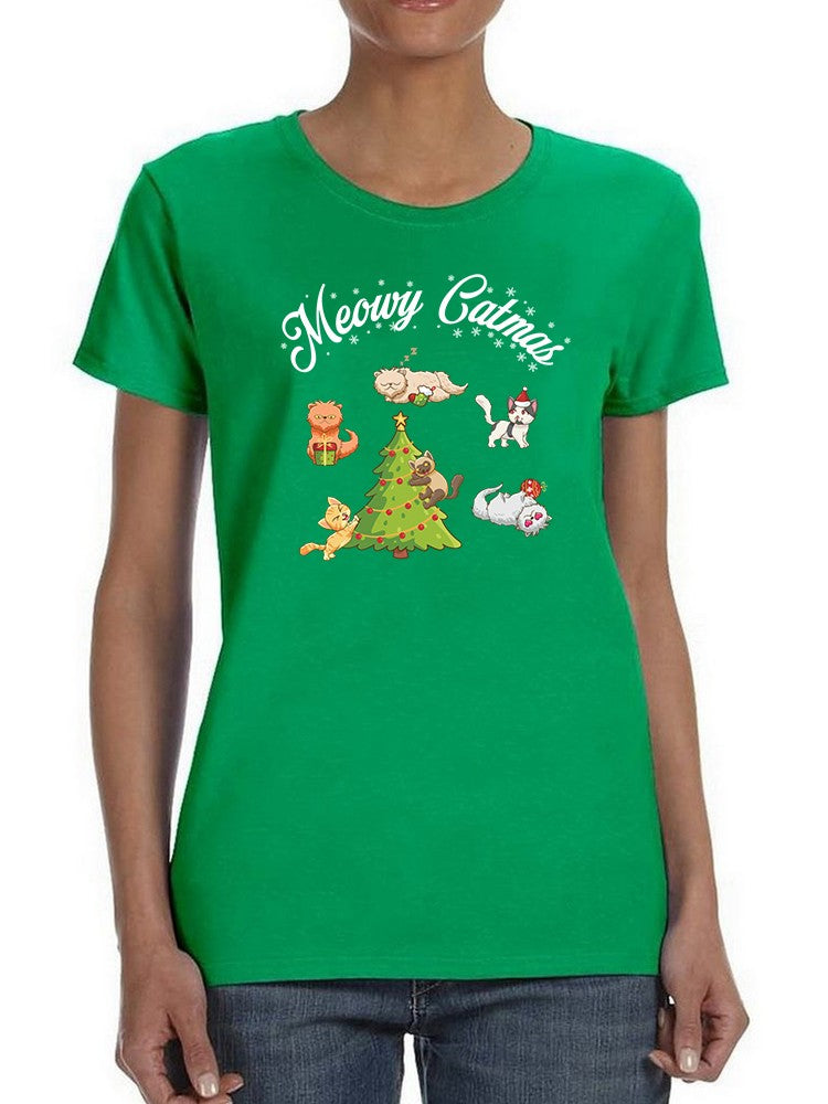 Merry Catmas Women's Shaped T-shirt