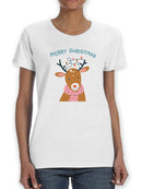 Merry Christmas Deer. Women's Shaped T-shirt
