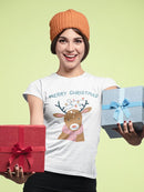 Merry Christmas Deer. Women's Shaped T-shirt