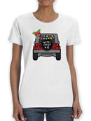 Merry Christmas Festive Car Women's Shaped T-shirt