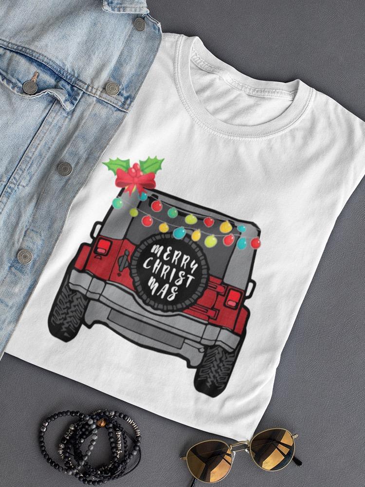 Merry Christmas Festive Car Women's Shaped T-shirt