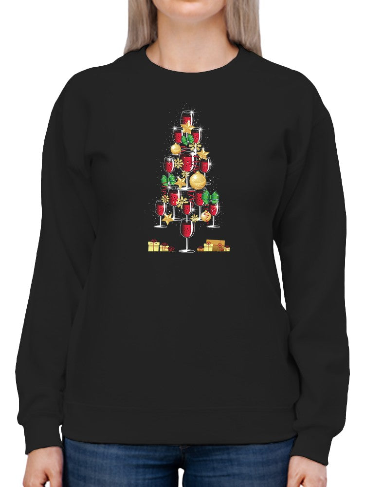 Wine Christmas Tree Women's Sweatshirt