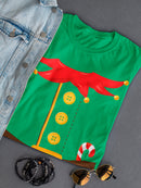 Elf Sweater With Candy Cane Women's Shaped T-shirt