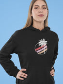Retro Pink Stripes And Palm Tree Hoodie Women's -GoatDeals Designs
