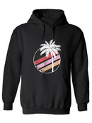Retro Pink Stripes And Palm Tree Hoodie Women's -GoatDeals Designs