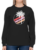 Stripes And Palm Tree Sweatshirt Women's -GoatDeals Designs