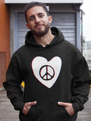 Peace Symbol White Heart Hoodie Men's -GoatDeals Designs