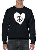 Cute Heart With Peace Symbol Sweatshirt Men's -GoatDeals Designs