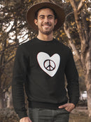 Cute Heart With Peace Symbol Sweatshirt Men's -GoatDeals Designs