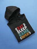Eat Sleep Game Repeat Design Hoodie Men's -GoatDeals Designs