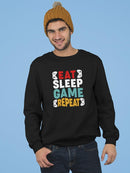 Eat Sleep Game Repeat Quote Sweatshirt Men's -GoatDeals Designs