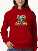 Lovely Elephant With Sunflowers Hoodie Women's -GoatDeals Designs