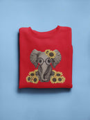 Cute Elephant With Sunflowers Sweatshirt Women's -GoatDeals Designs