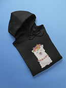 Adorable Llama With Floral Crown Hoodie Women's -GoatDeals Designs