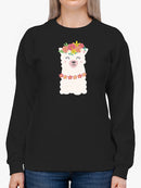 Cute Llama With Colorful Flowers Sweatshirt Women's -GoatDeals Designs