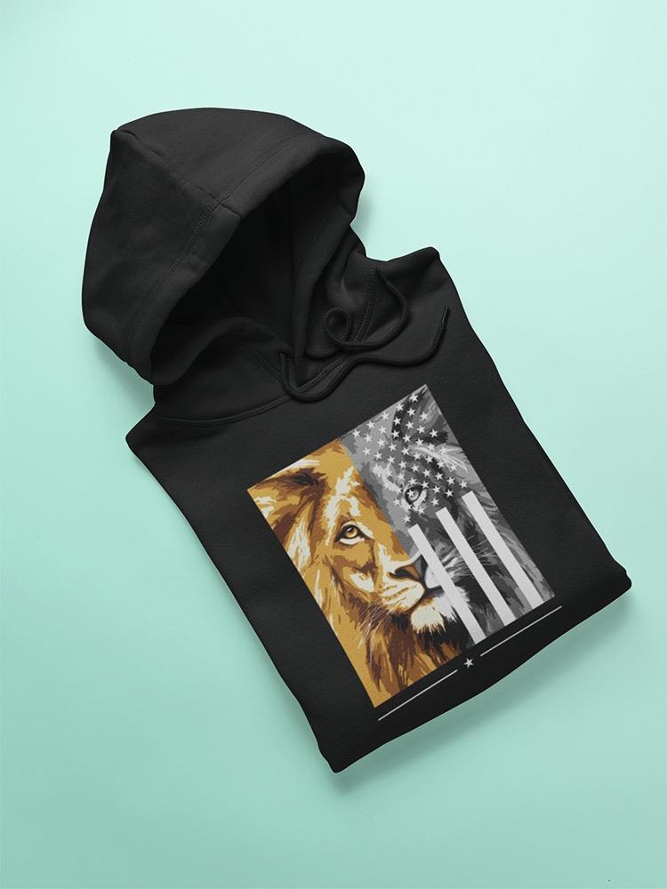 Lion Face Inside Us Flag Hoodie Men's -GoatDeals Designs
