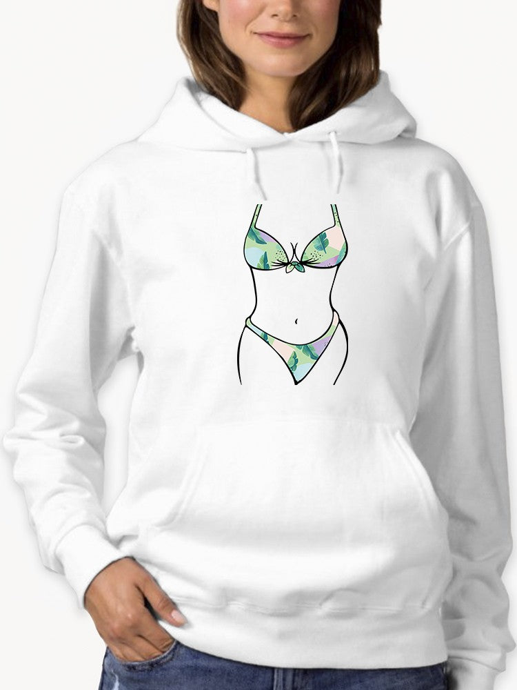 Body In Bikini With Leaf Pattern Hoodie Women's -GoatDeals Designs