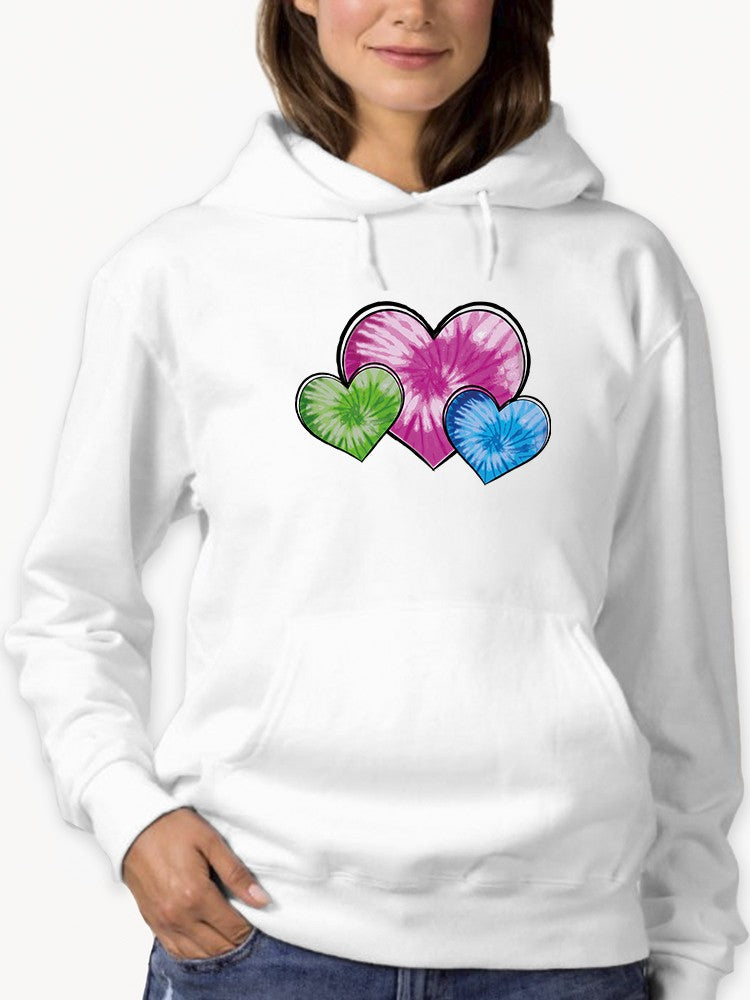 3 Colored Hearts With Pattern Hoodie Women's -GoatDeals Designs