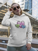 3 Colored Hearts With Pattern Hoodie Women's -GoatDeals Designs