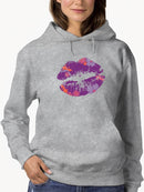 Purple Lips With Floral Pattern Hoodie Women's -GoatDeals Designs
