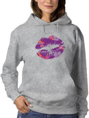 Purple Lips With Floral Pattern Hoodie Women's -GoatDeals Designs