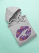 Purple Lips With Floral Pattern Hoodie Women's -GoatDeals Designs