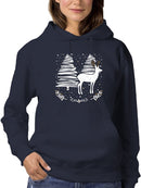 Reindeer In Winter Cool Design Hoodie Women's -GoatDeals Designs
