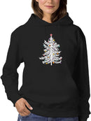White X-mas Tree With Ornaments Hoodie Women's -GoatDeals Designs
