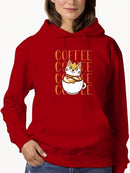 Cute Cartoon Kitty In A Cup Hoodie Women's -GoatDeals Designs