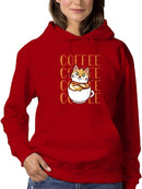 Cute Cartoon Kitty In A Cup Hoodie Women's -GoatDeals Designs